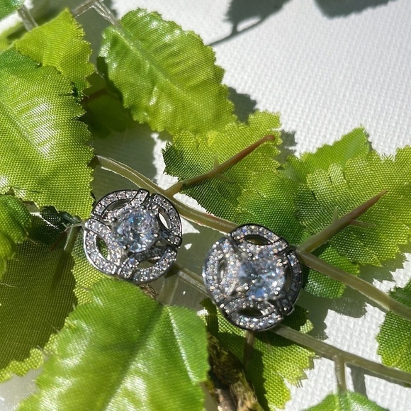 Designer Rhinestone Circle Studs - Picture 9 of 10